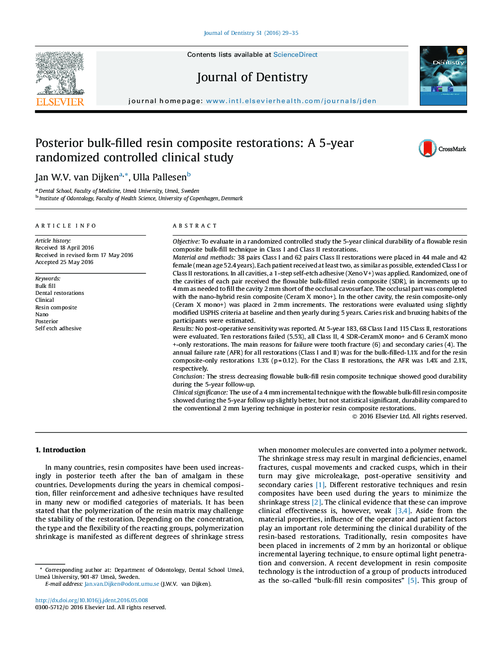 رزین های کامپوزیت رزین پر از رزین پشتی: یک مطالعه بالینی تصادفی کنترل شده 5 ساله 