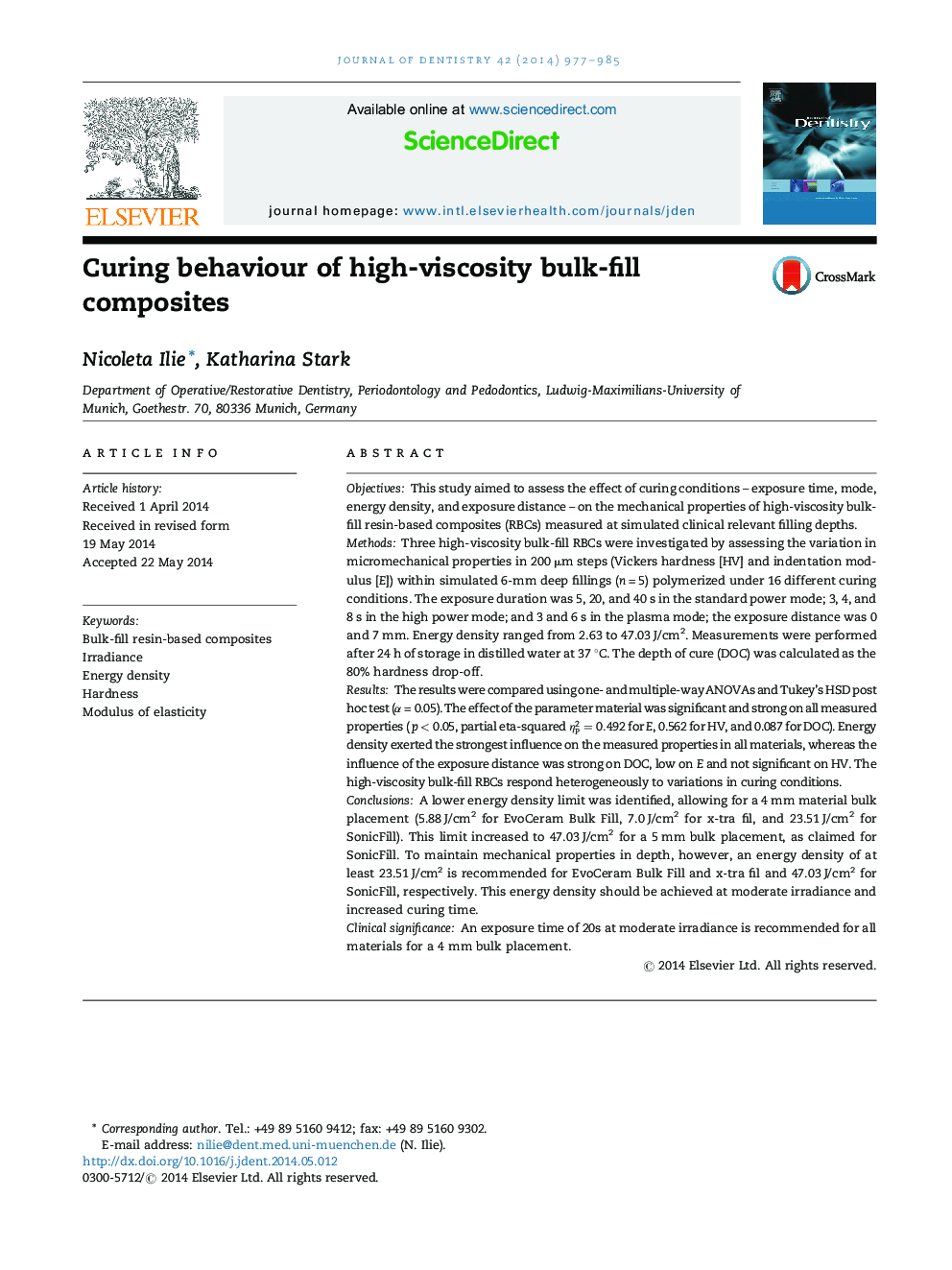 Curing behaviour of high-viscosity bulk-fill composites