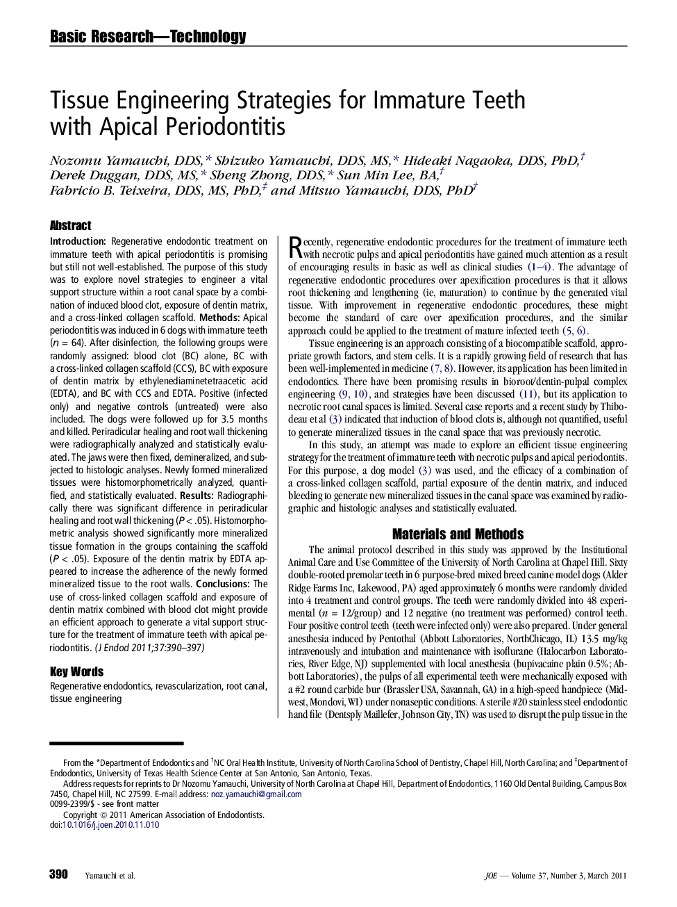 Tissue Engineering Strategies for Immature Teeth with Apical Periodontitis