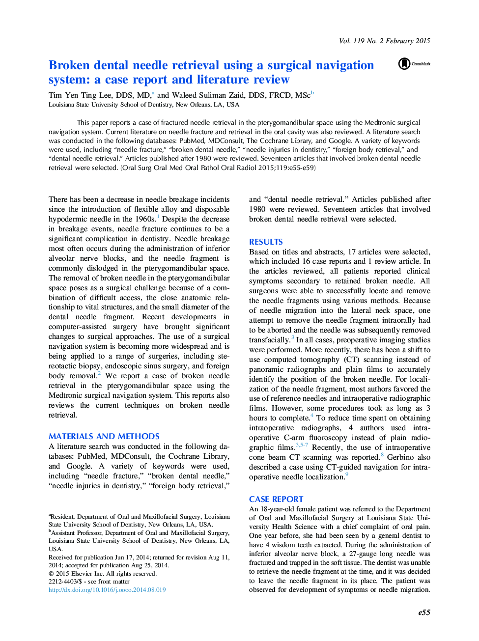 Broken dental needle retrieval using a surgical navigation system: a case report and literature review