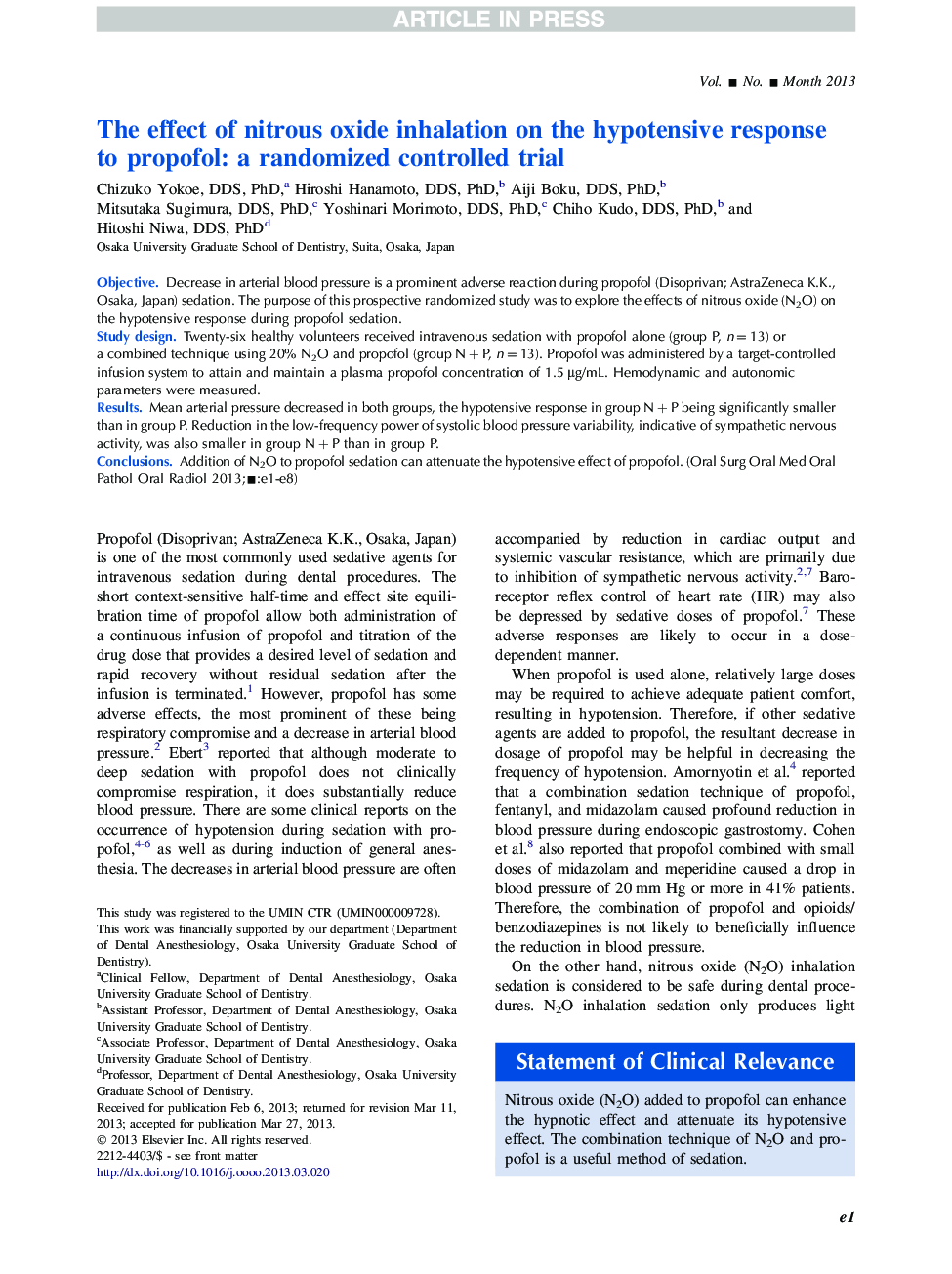 The effect of nitrous oxide inhalation on the hypotensive response to propofol: a randomized controlled trial