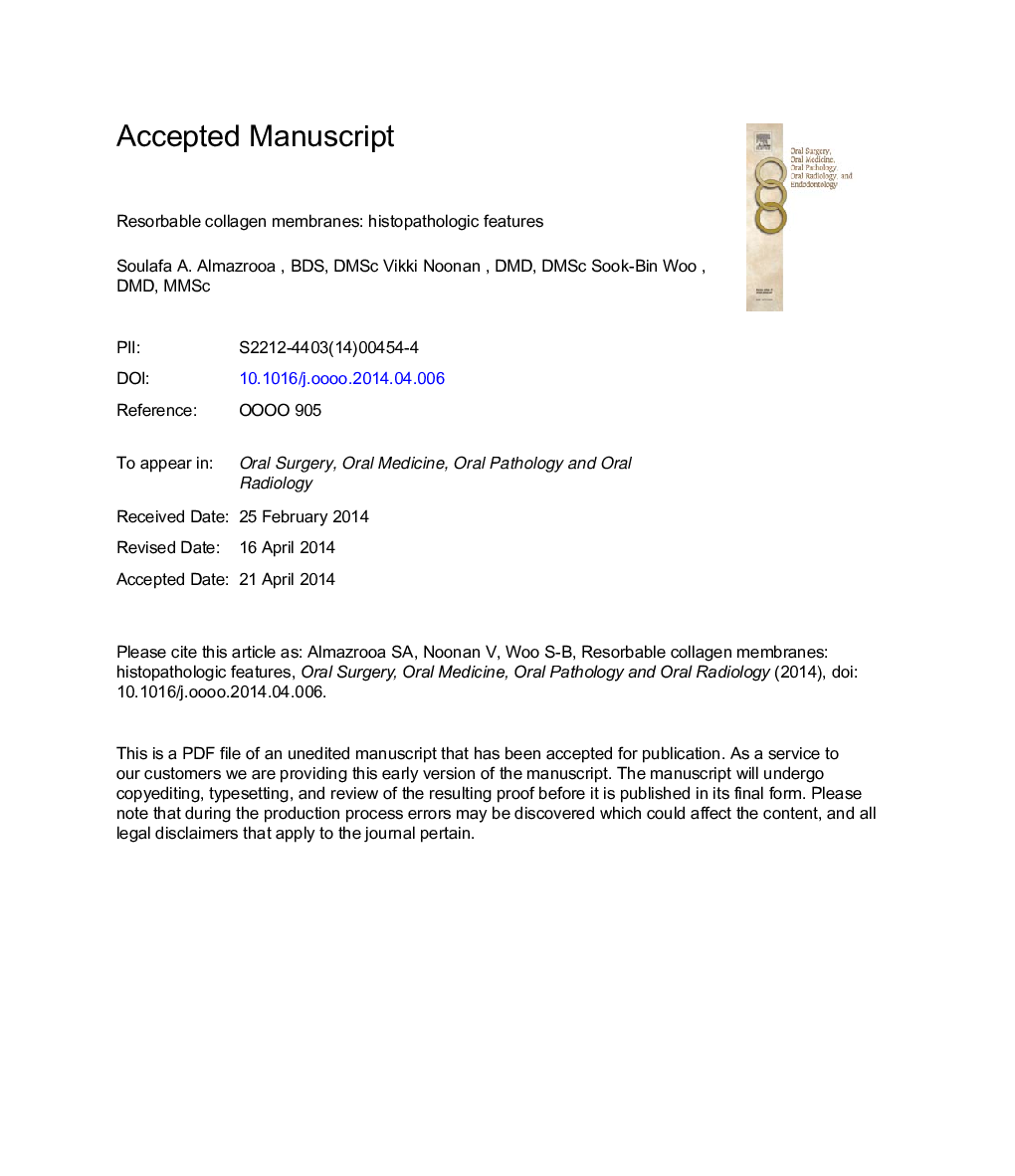 Resorbable collagen membranes: histopathologic features