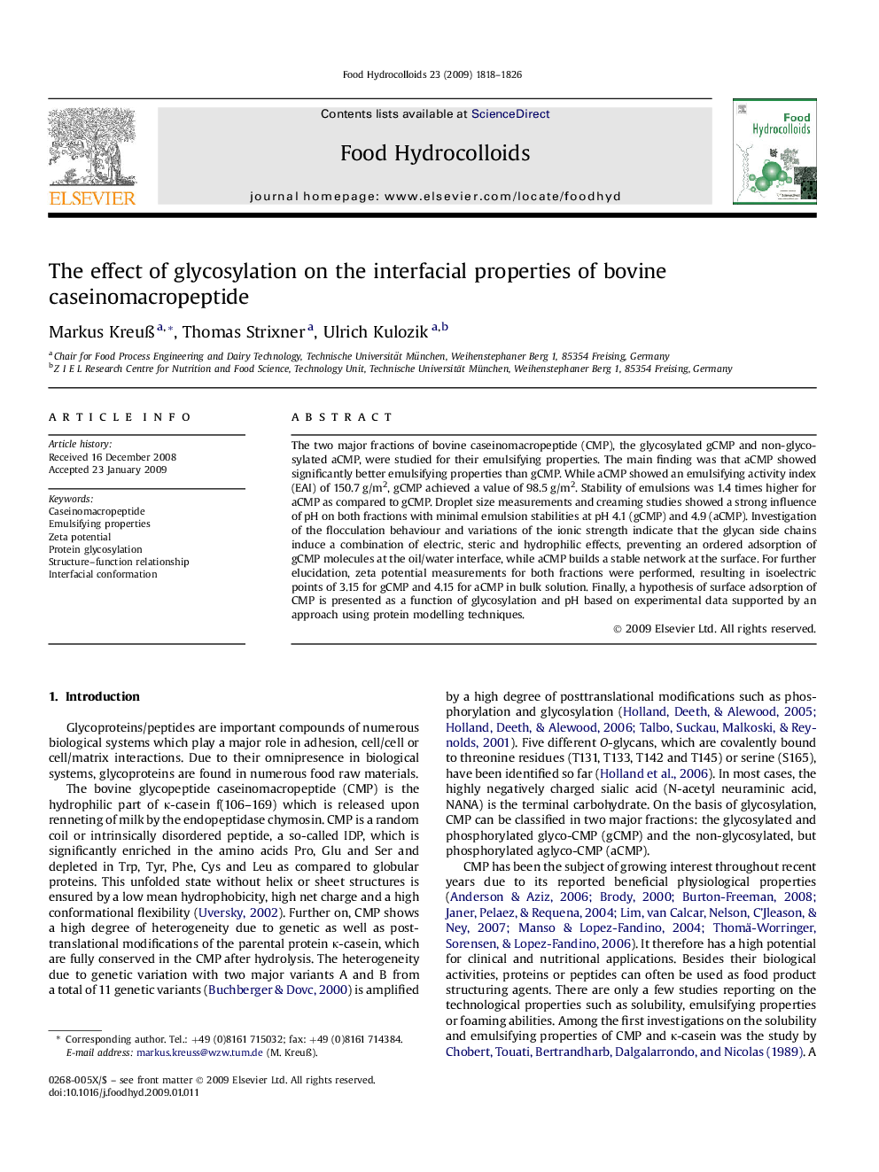 The effect of glycosylation on the interfacial properties of bovine caseinomacropeptide