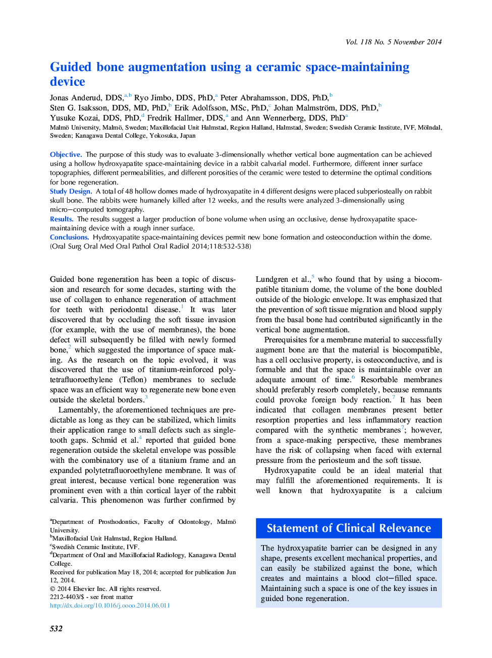 Guided bone augmentation using a ceramic space-maintaining device