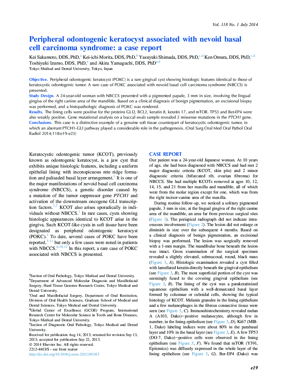 Peripheral odontogenic keratocyst associated with nevoid basal cell carcinoma syndrome: a case report