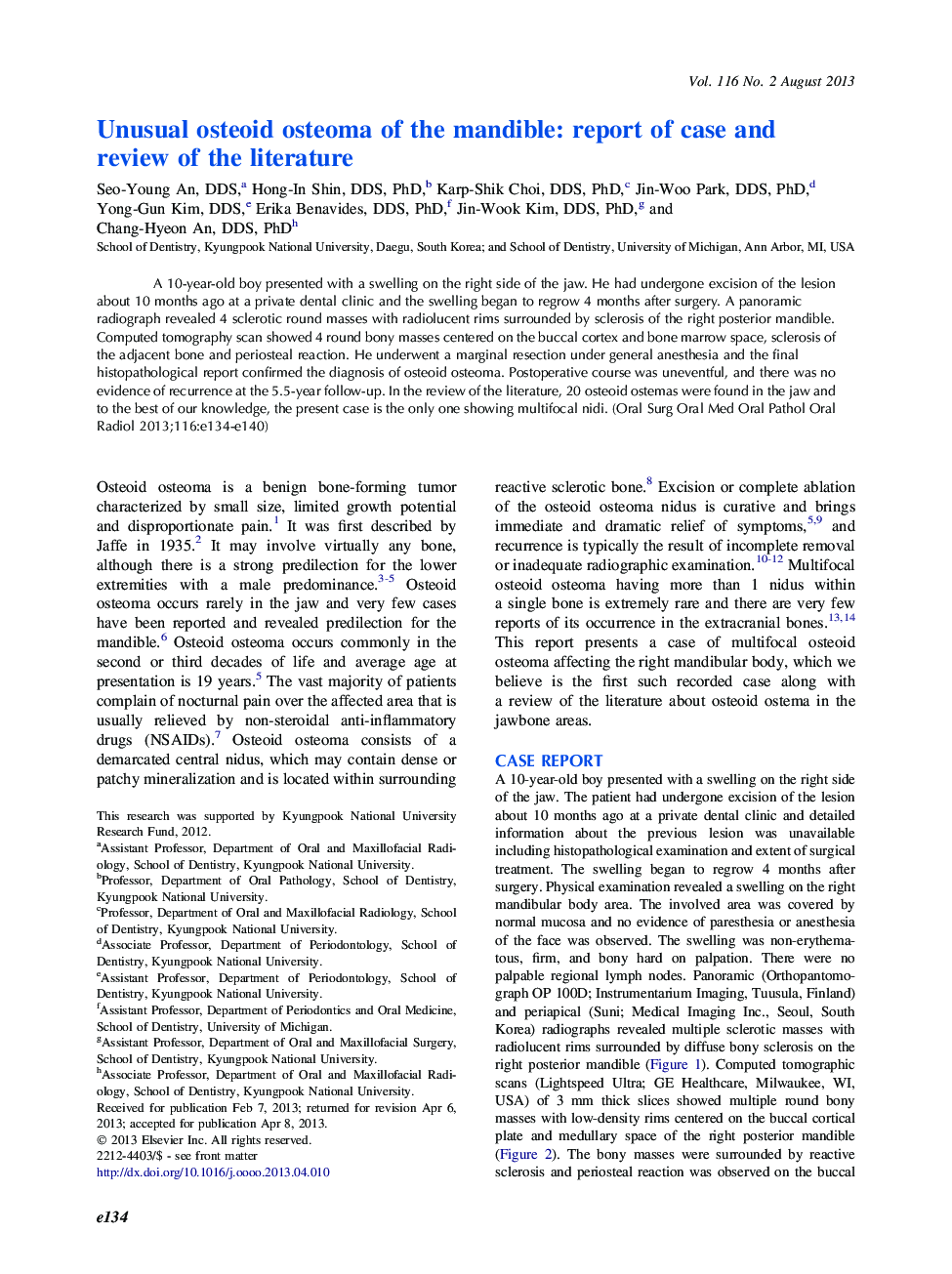 Unusual osteoid osteoma of the mandible: report of case and review of the literature