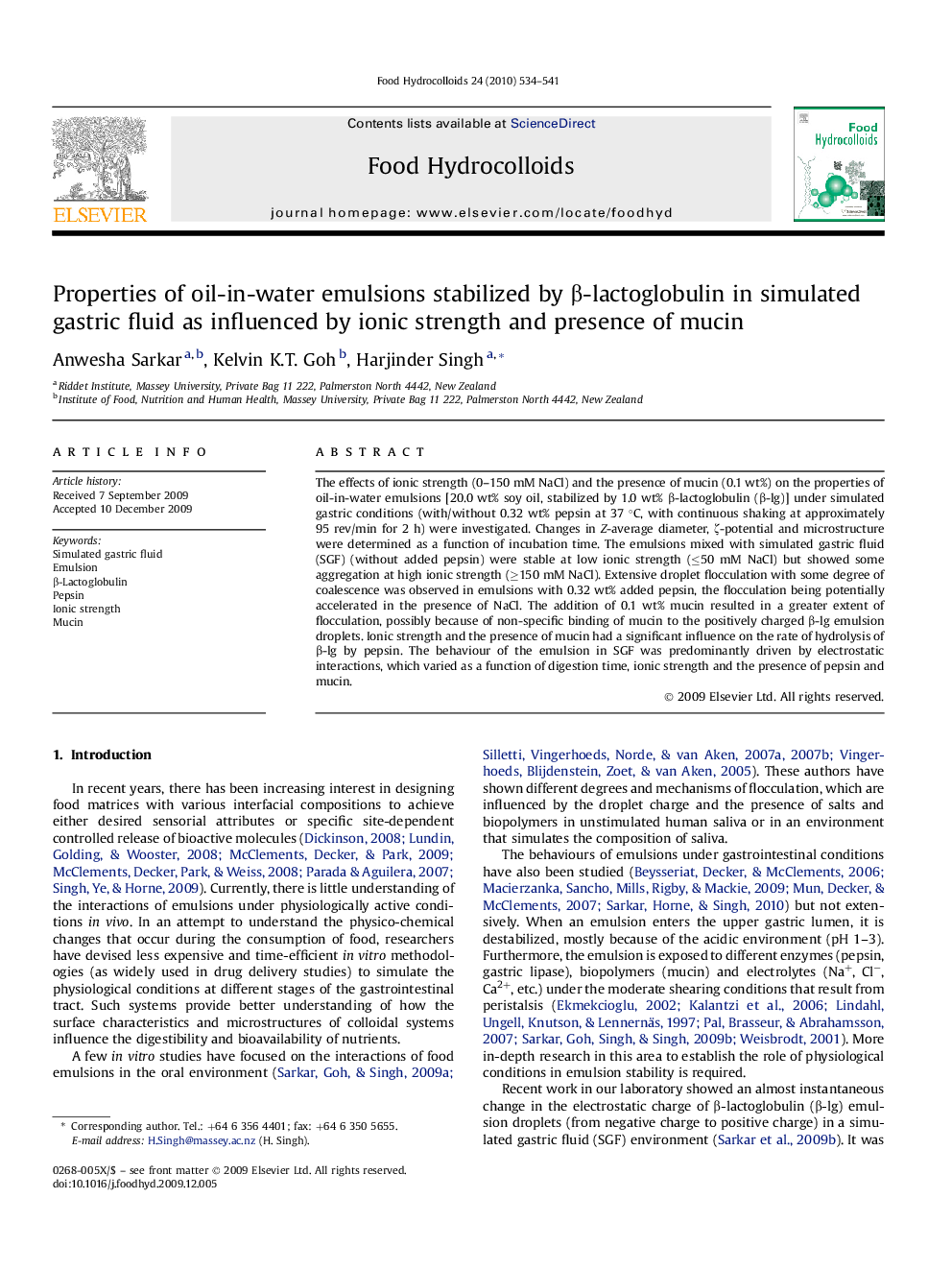 Properties of oil-in-water emulsions stabilized by β-lactoglobulin in simulated gastric fluid as influenced by ionic strength and presence of mucin