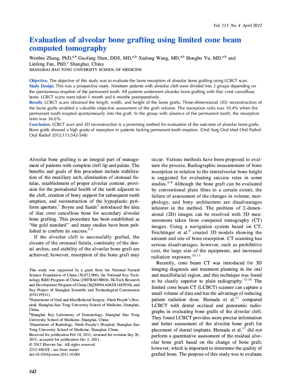Evaluation of alveolar bone grafting using limited cone beam computed tomography
