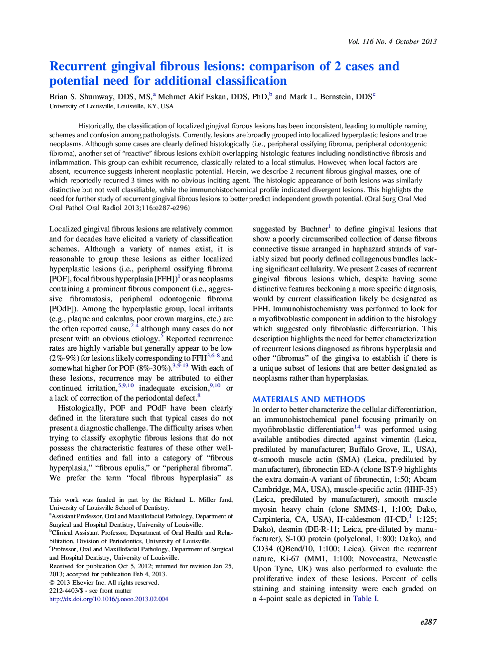 Recurrent gingival fibrous lesions: comparison of 2 cases and potential need for additional classification