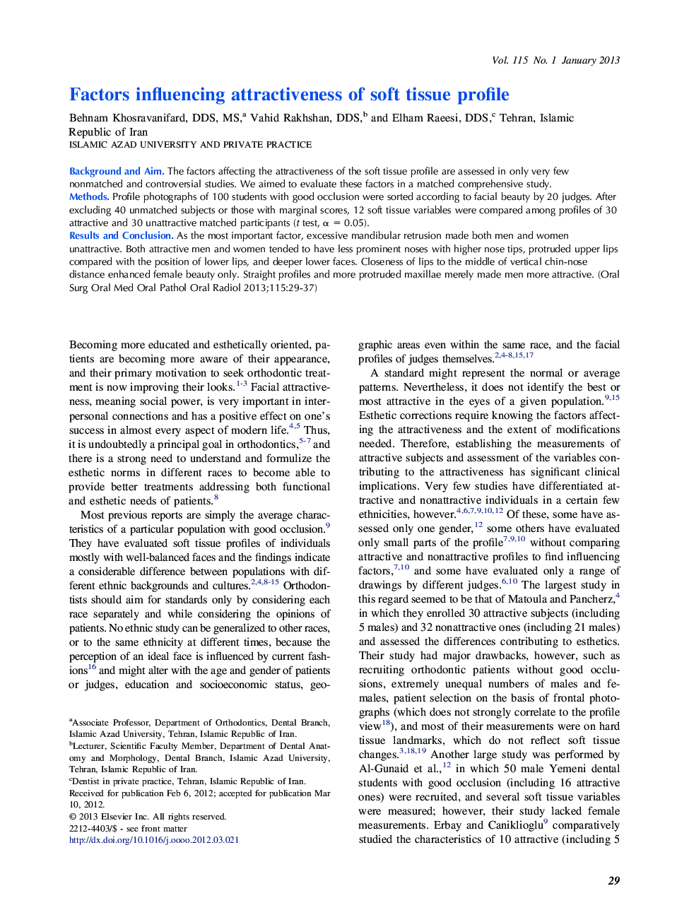 Factors influencing attractiveness of soft tissue profile