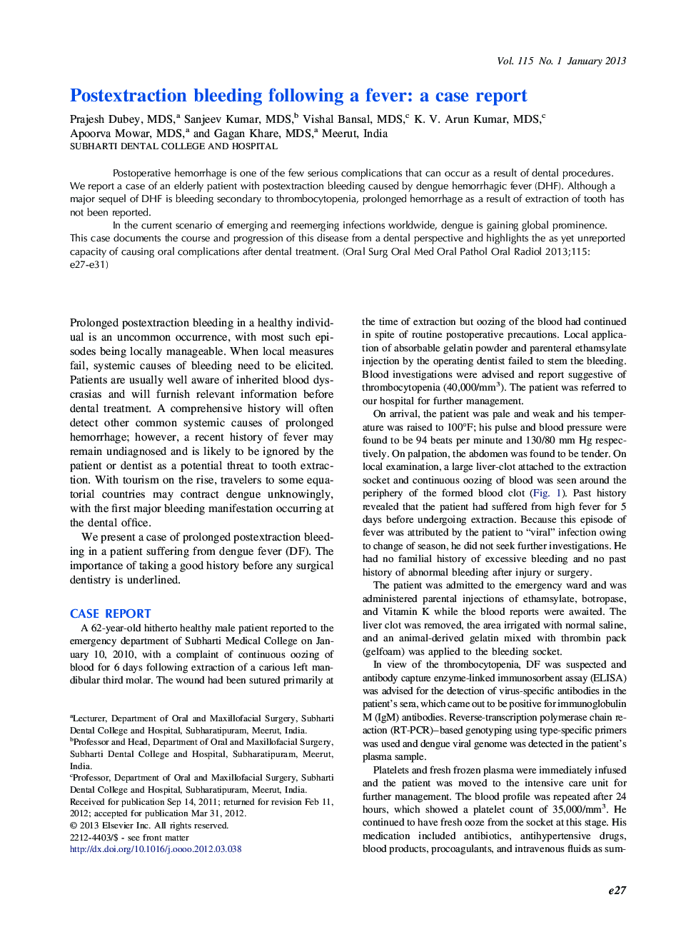 Postextraction bleeding following a fever: a case report