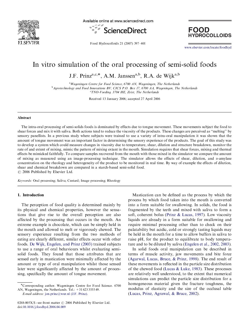 In vitro simulation of the oral processing of semi-solid foods