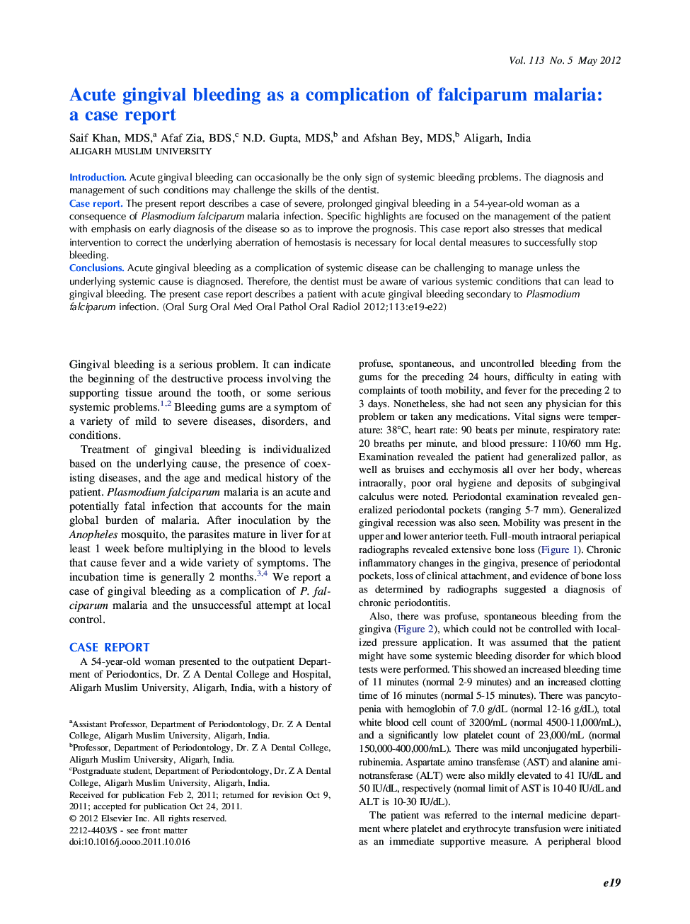 Acute gingival bleeding as a complication of falciparum malaria: a case report