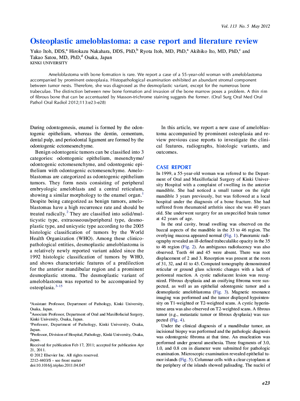 Osteoplastic ameloblastoma: a case report and literature review