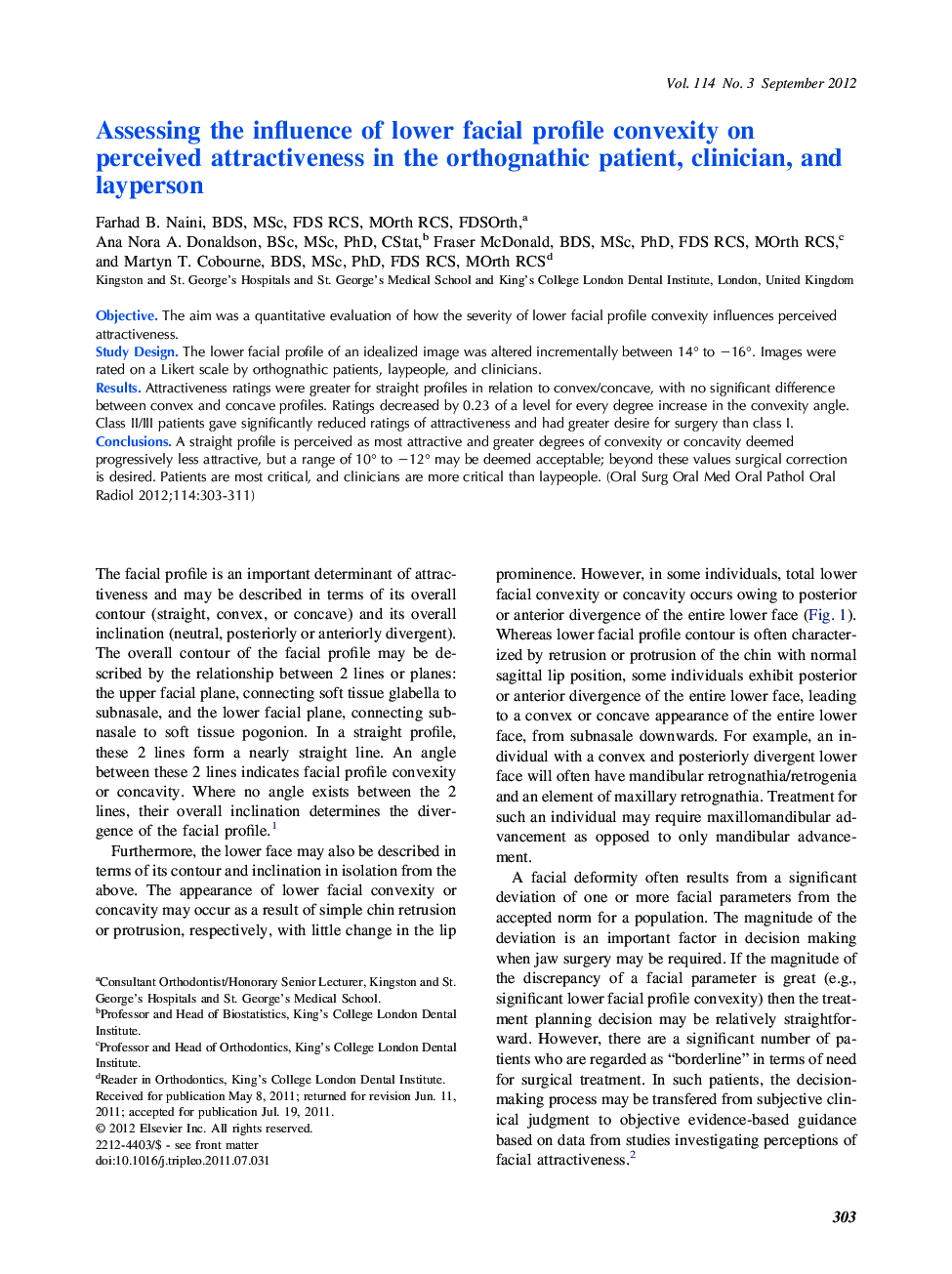 Assessing the influence of lower facial profile convexity on perceived attractiveness in the orthognathic patient, clinician, and layperson