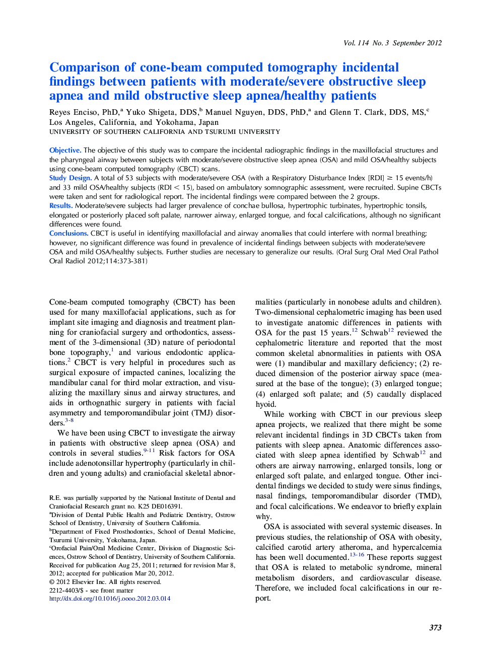 Comparison of cone-beam computed tomography incidental findings between patients with moderate/severe obstructive sleep apnea and mild obstructive sleep apnea/healthy patients