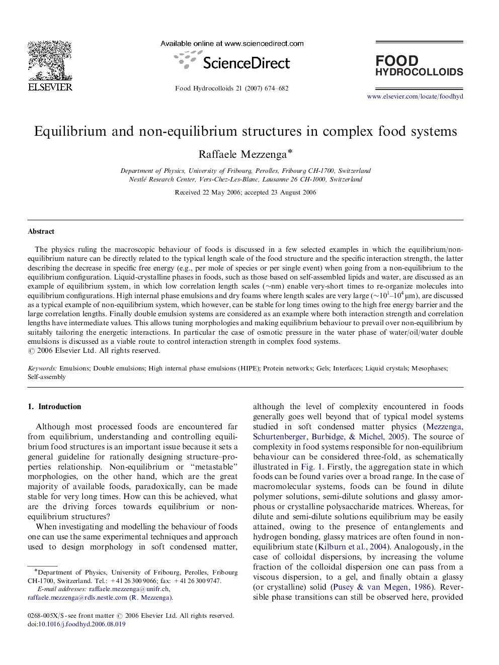 Equilibrium and non-equilibrium structures in complex food systems