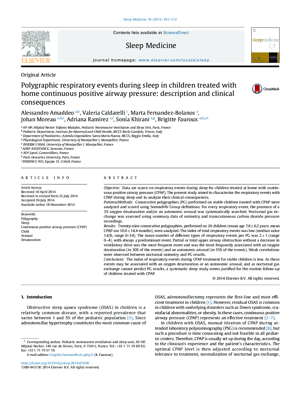 حوادث تنفسی پلی کربنیک در طول خواب در کودکان تحت درمان با فشار داخل مثانه هوایی مثبت خانگی: شرح و پیامدهای بالینی 