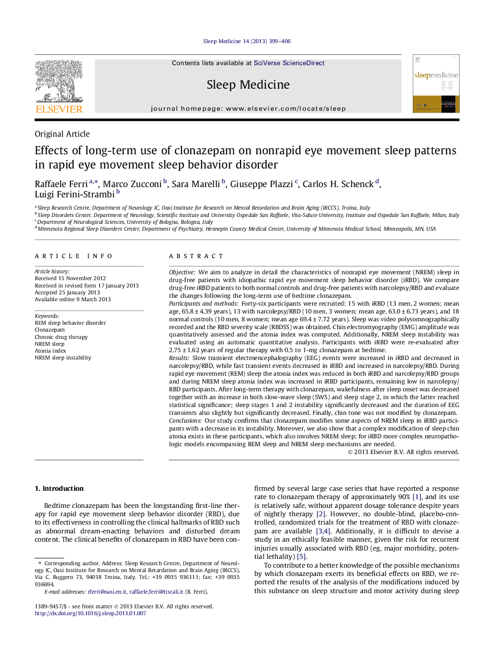 Effects of long-term use of clonazepam on nonrapid eye movement sleep patterns in rapid eye movement sleep behavior disorder