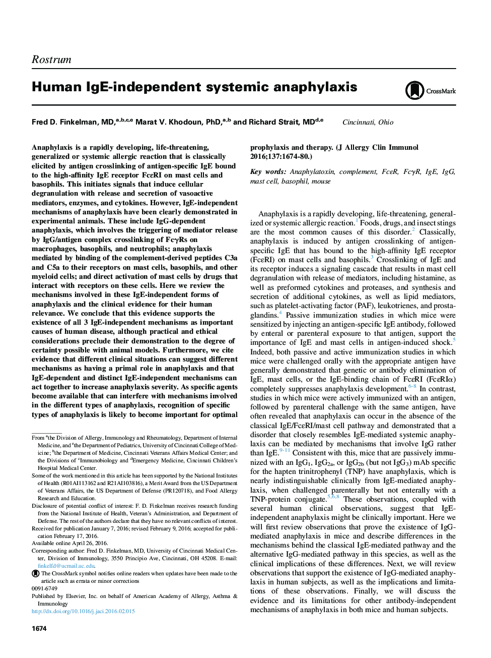 Reviews and feature articleHuman IgE-independent systemic anaphylaxis