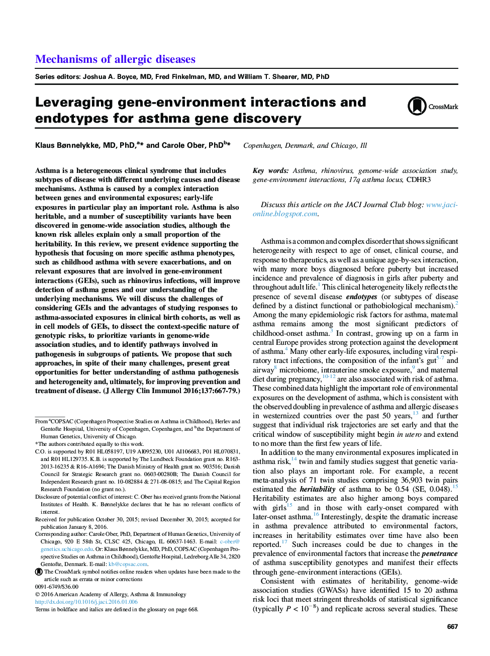 تعاملات محیط ژن و محیط و اندوتایپ ها برای کشف ژن آسم 