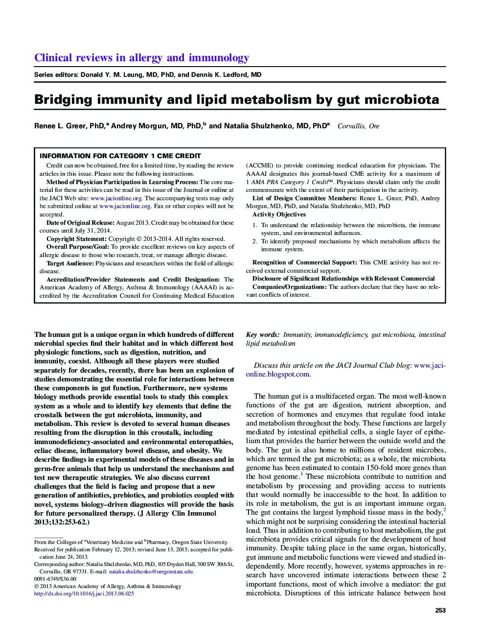 Bridging immunity and lipid metabolism by gut microbiota