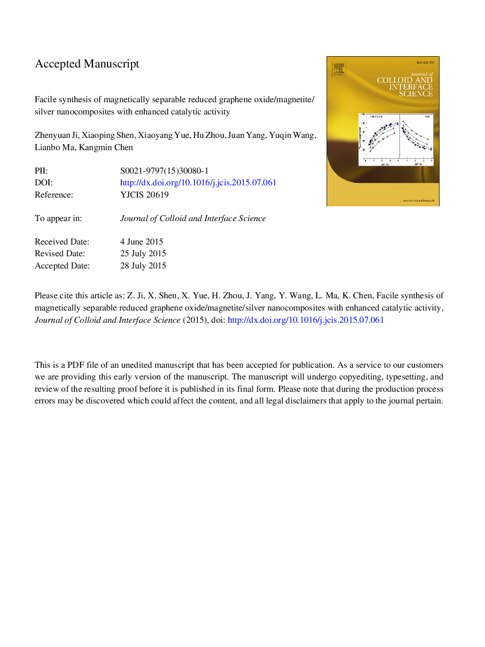 Facile synthesis of magnetically separable reduced graphene oxide/magnetite/silver nanocomposites with enhanced catalytic activity