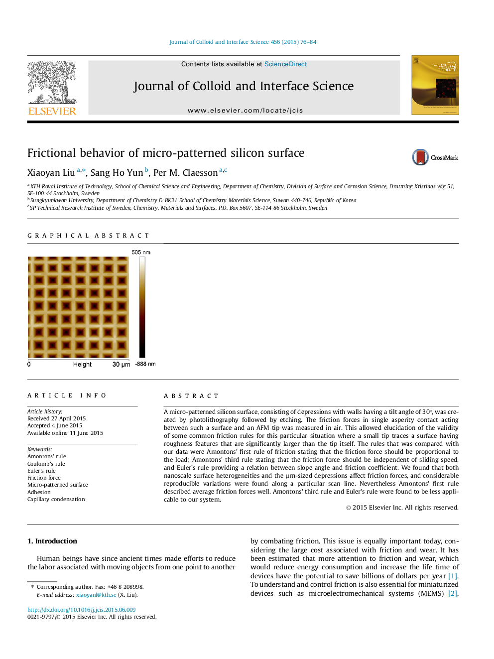 Frictional behavior of micro-patterned silicon surface