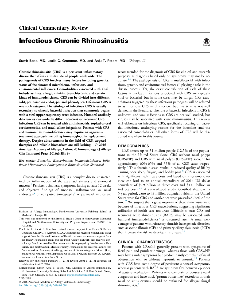 Infectious Chronic Rhinosinusitis