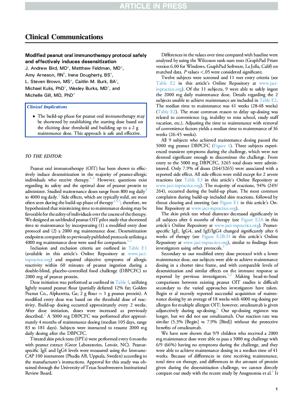 Modified peanut oral immunotherapy protocol safely and effectively induces desensitization