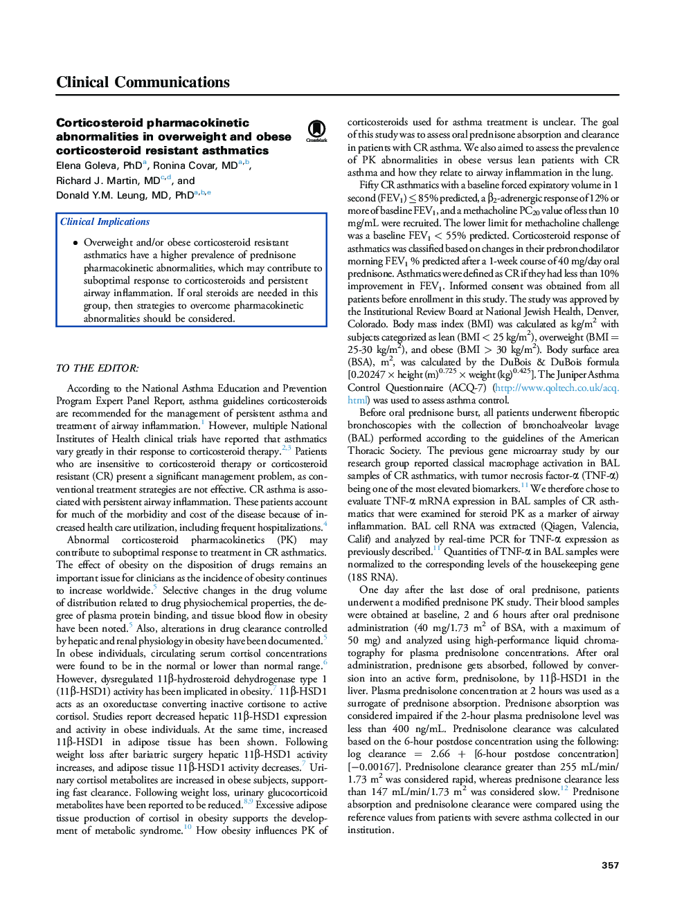 Corticosteroid pharmacokinetic abnormalities in overweight and obese corticosteroid resistant asthmatics