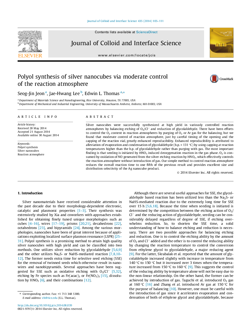 Polyol synthesis of silver nanocubes via moderate control of the reaction atmosphere