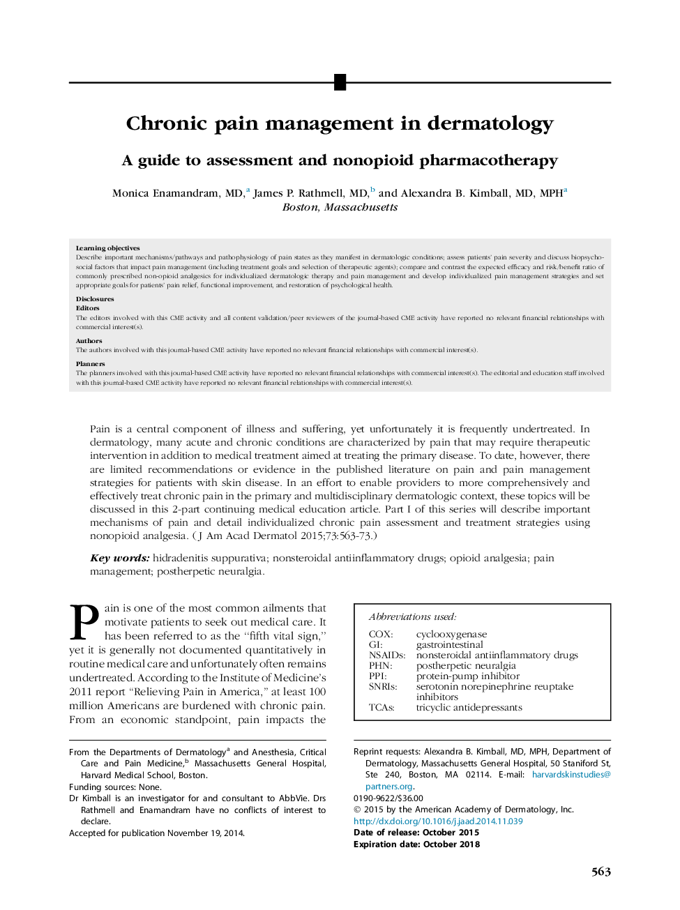 ادامه تحصیلات پزشکی مدیریت درد درمانی در پوست: راهنمایی برای ارزیابی و داروهای غیر دارویی 