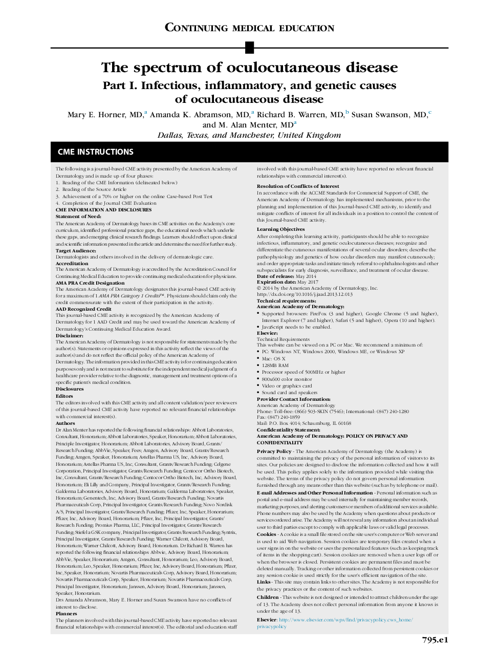 The spectrum of oculocutaneous disease