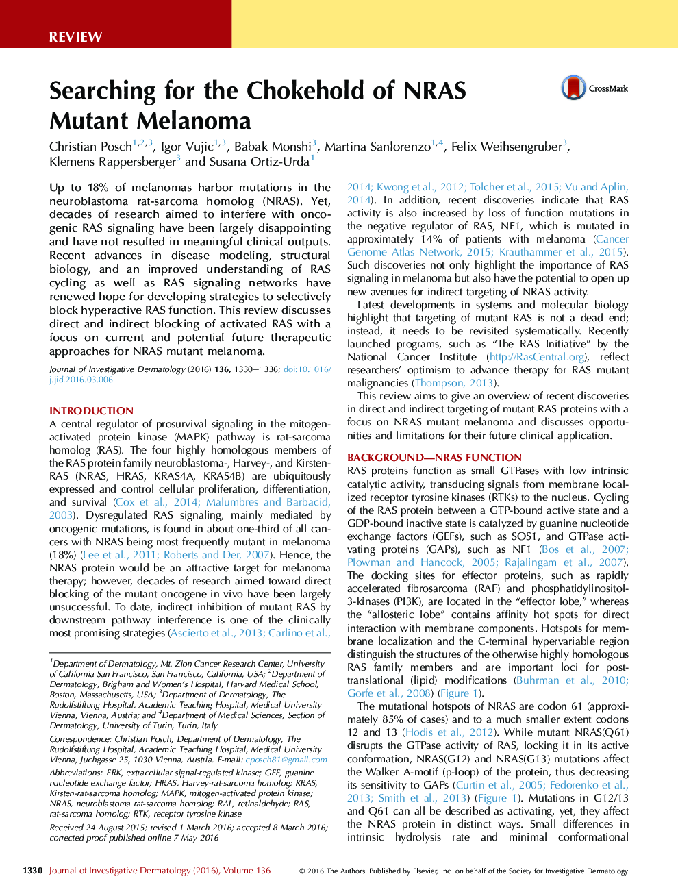 ReviewSearching for the Chokehold of NRAS Mutant Melanoma