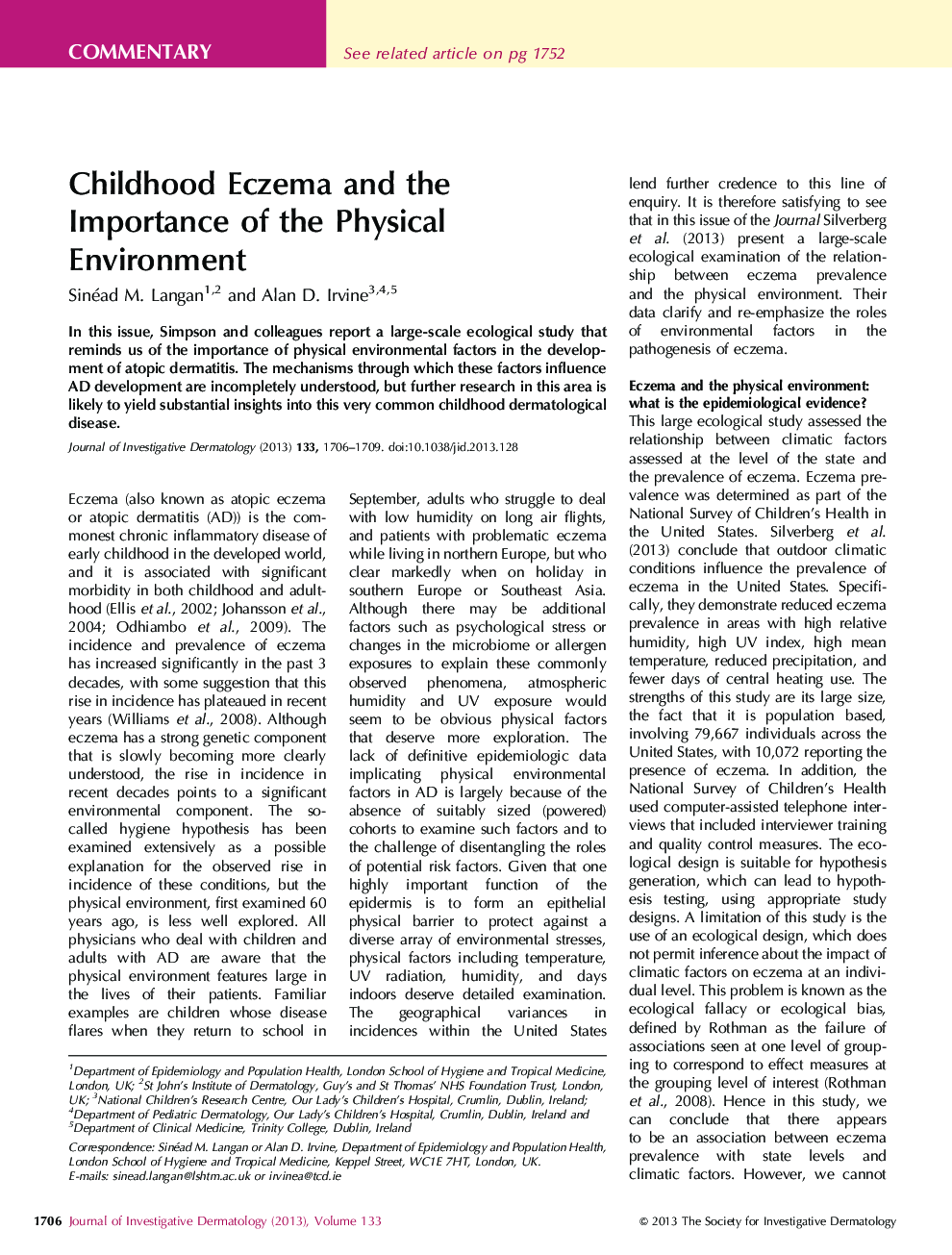 Childhood Eczema and the Importance of the Physical Environment