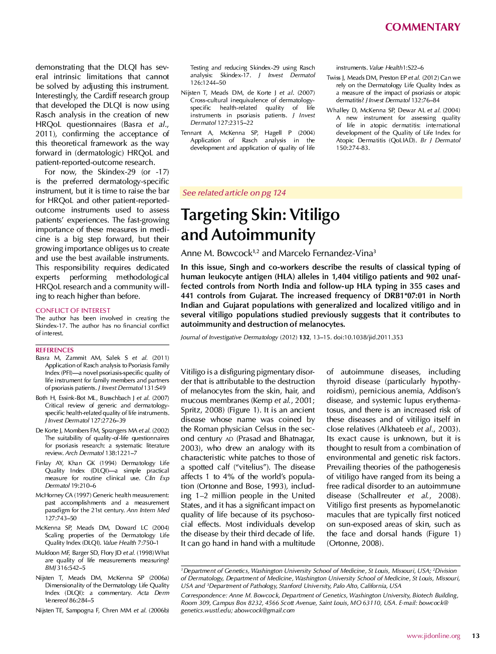 Targeting Skin: Vitiligo and Autoimmunity