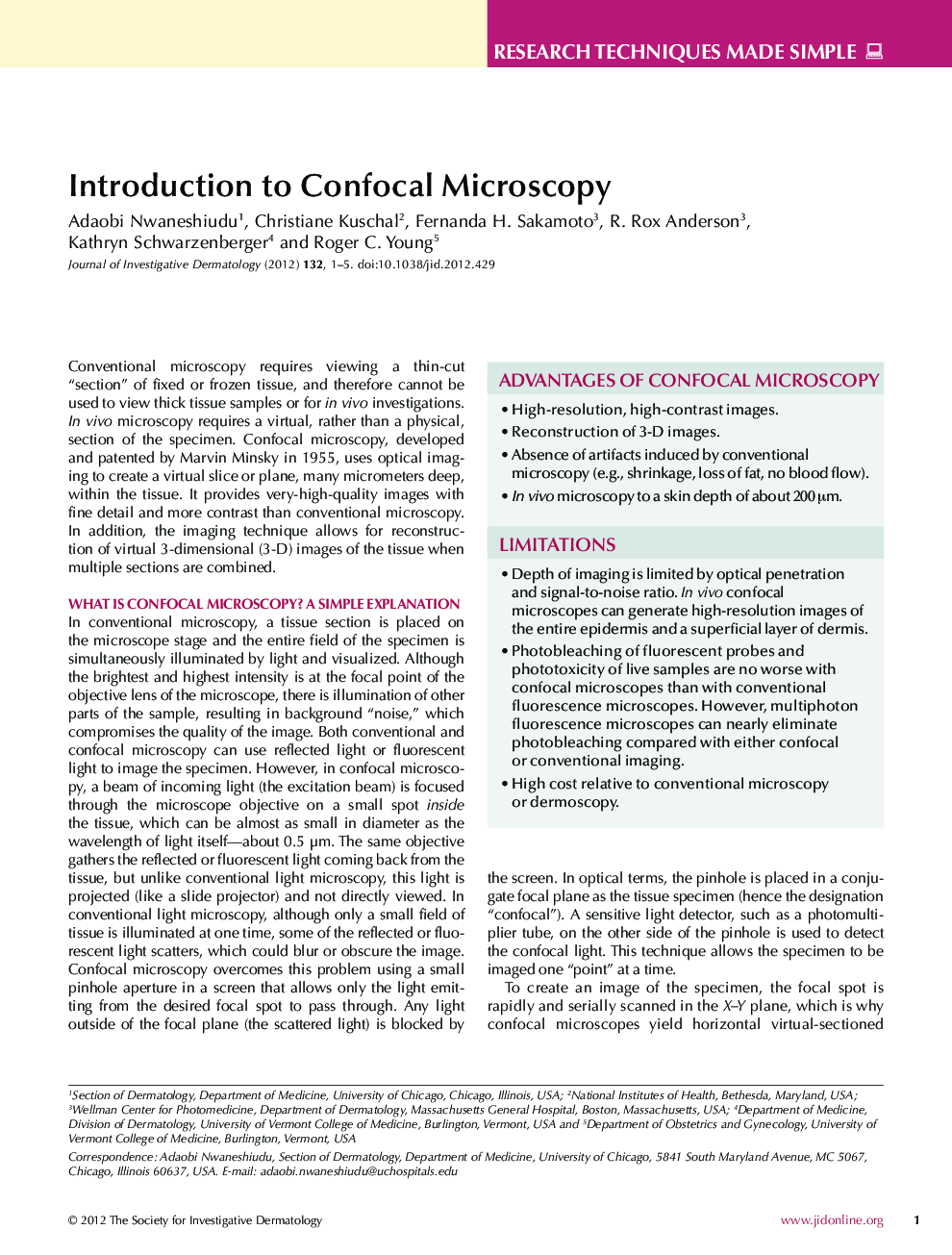 Introduction to Confocal Microscopy