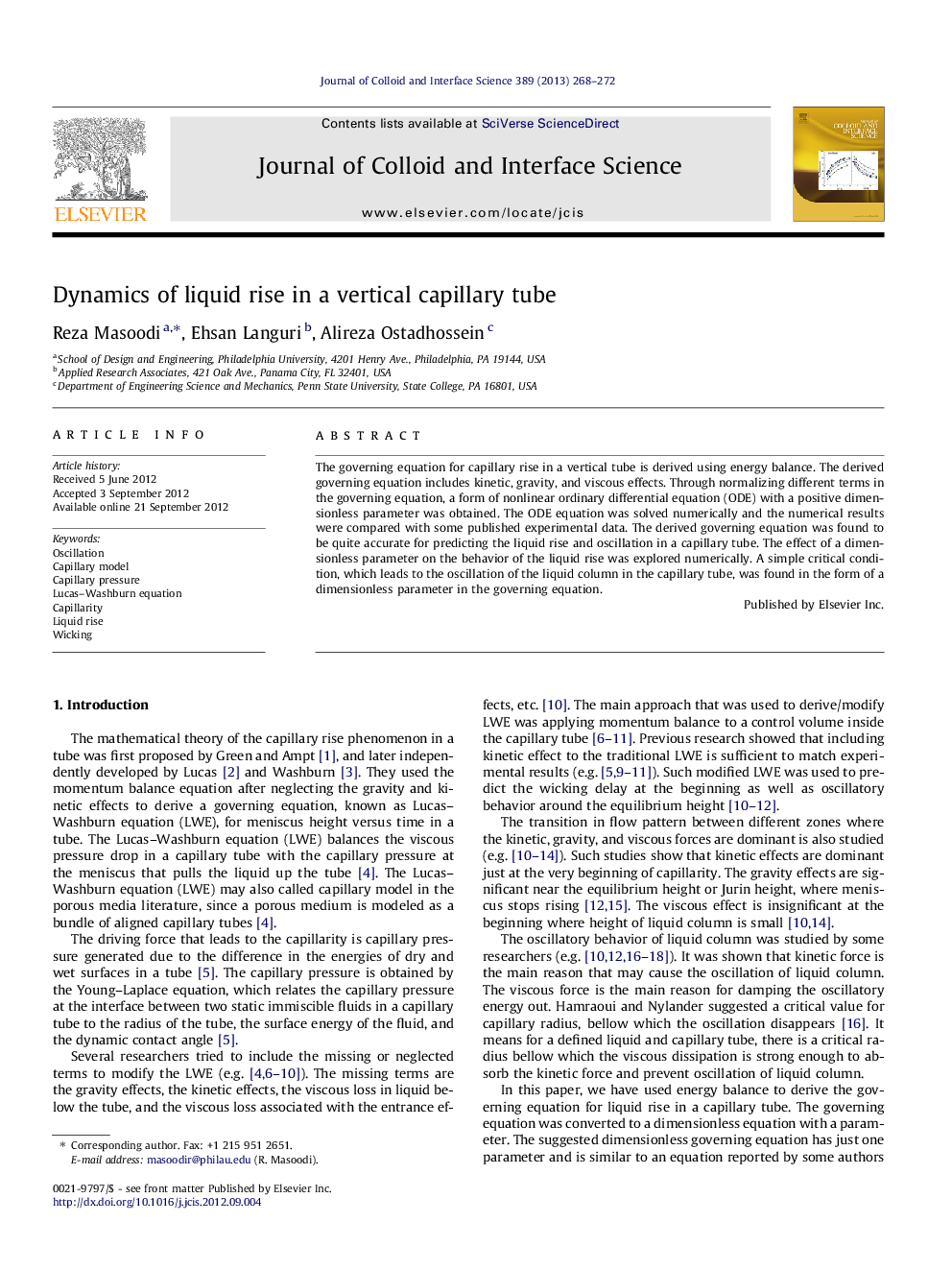 Dynamics of liquid rise in a vertical capillary tube