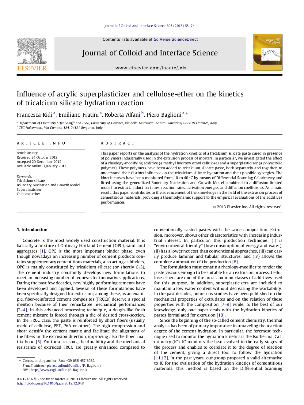 Influence of acrylic superplasticizer and cellulose-ether on the kinetics of tricalcium silicate hydration reaction