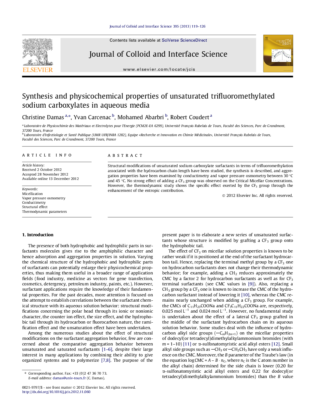 Synthesis and physicochemical properties of unsaturated trifluoromethylated sodium carboxylates in aqueous media