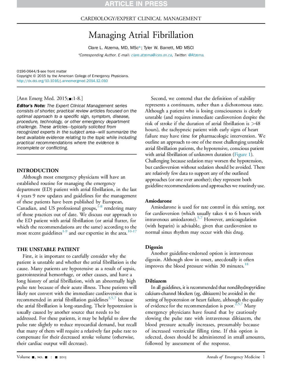 Managing Atrial Fibrillation