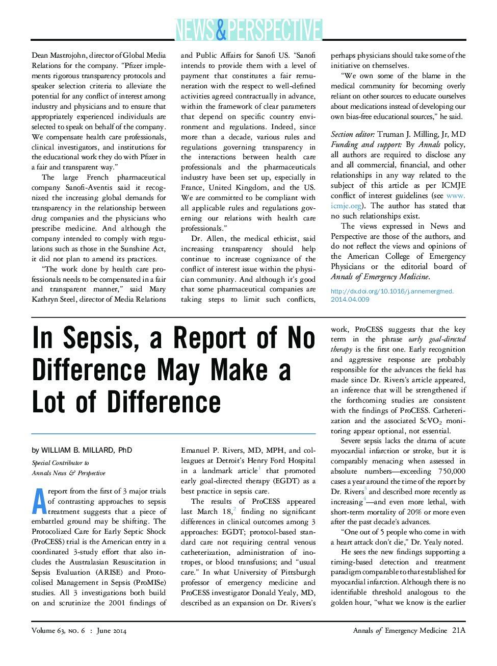 In Sepsis, a Report of No Difference May Make a Lot of Difference