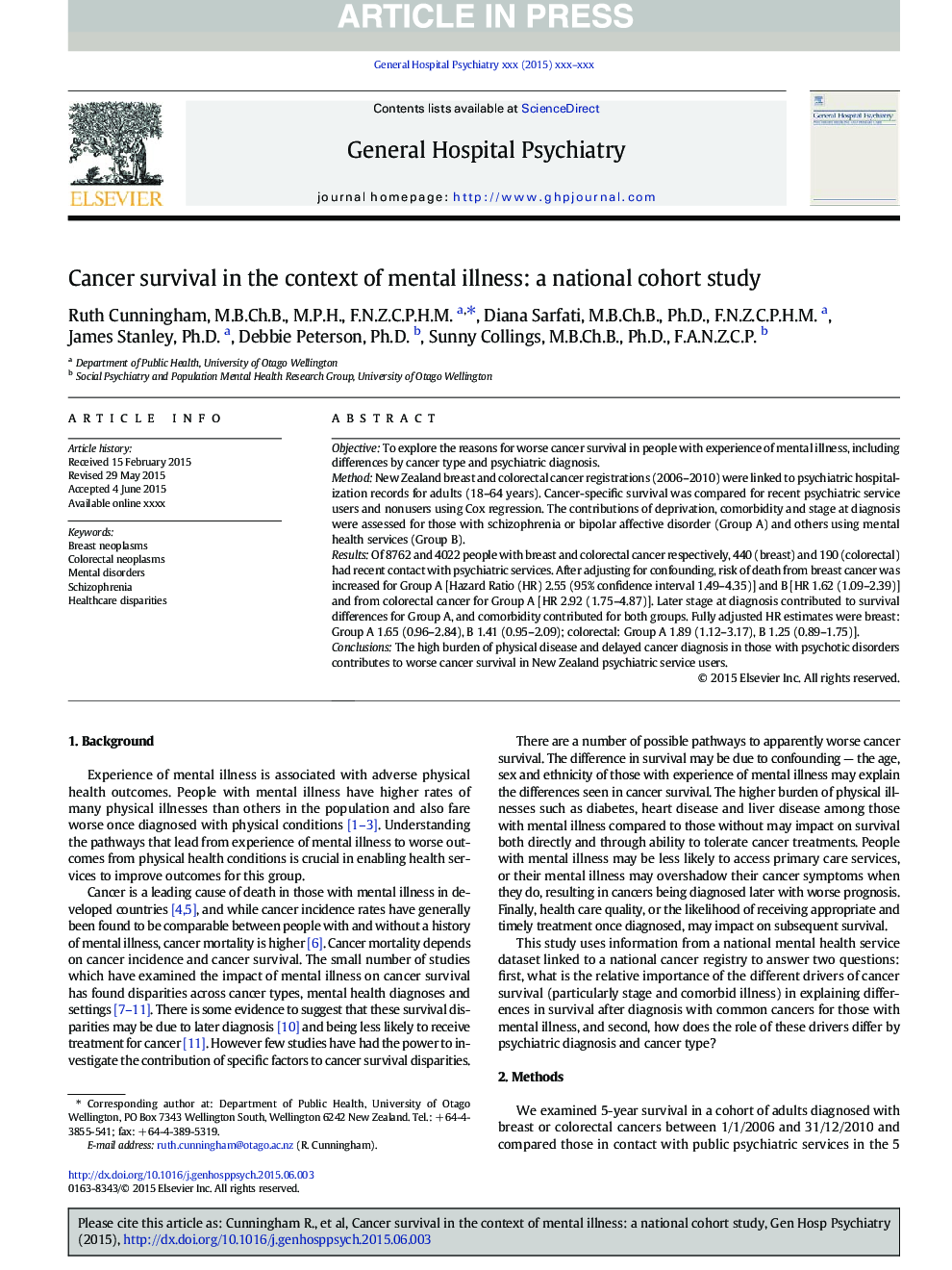 Cancer survival in the context of mental illness: a national cohort study