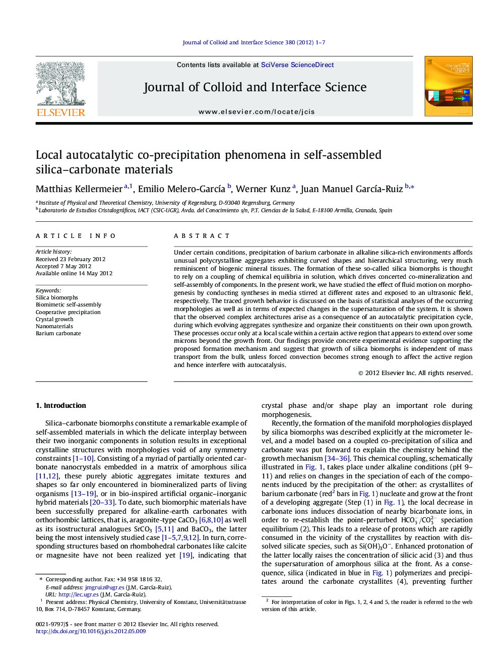 Local autocatalytic co-precipitation phenomena in self-assembled silica–carbonate materials