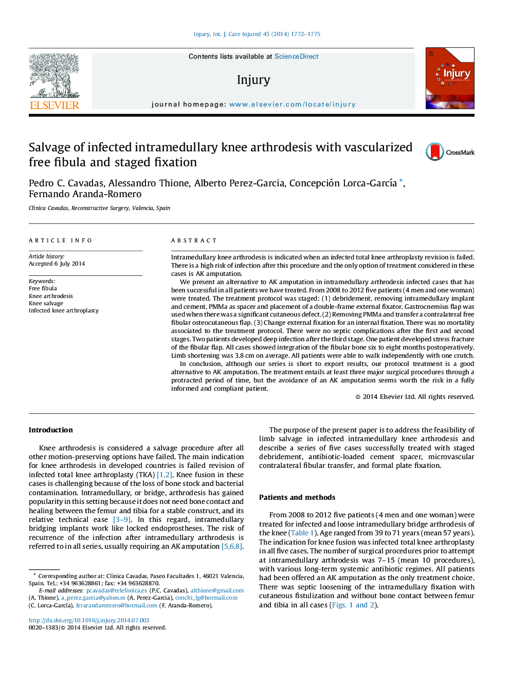 Salvage of infected intramedullary knee arthrodesis with vascularized free fibula and staged fixation