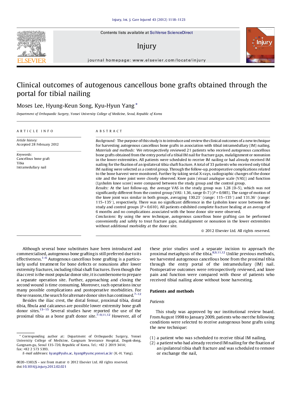 Clinical outcomes of autogenous cancellous bone grafts obtained through the portal for tibial nailing