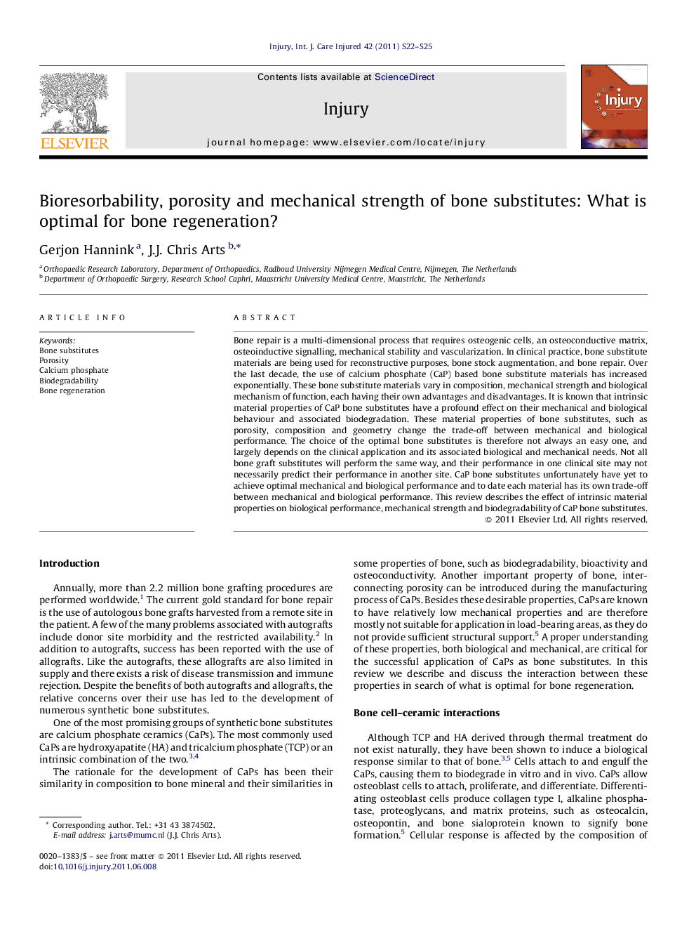 Bioresorbability, porosity and mechanical strength of bone substitutes: What is optimal for bone regeneration?