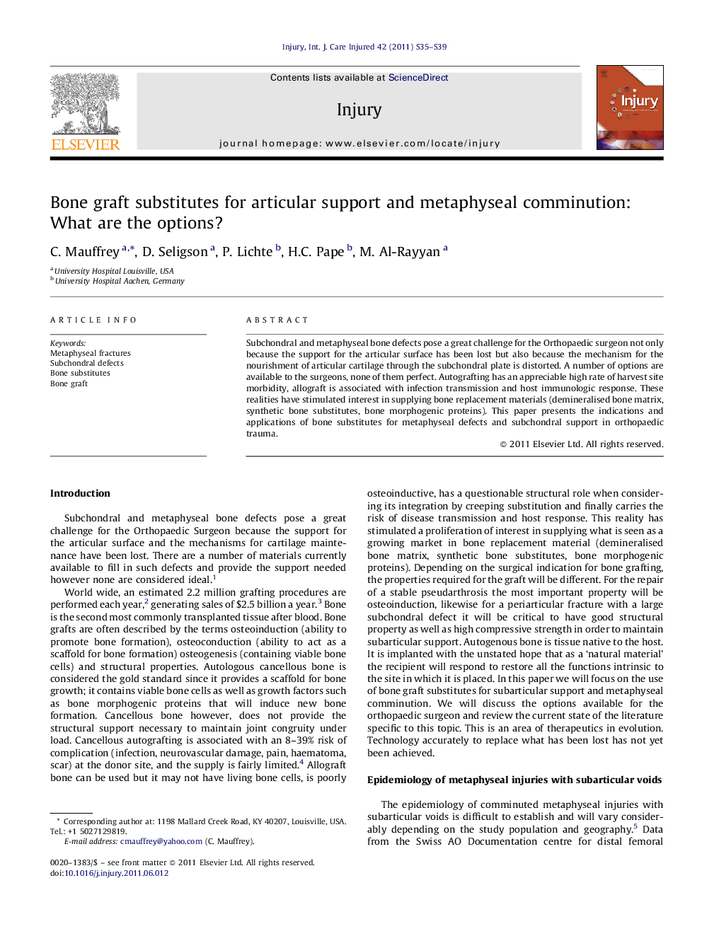 Bone graft substitutes for articular support and metaphyseal comminution: What are the options?