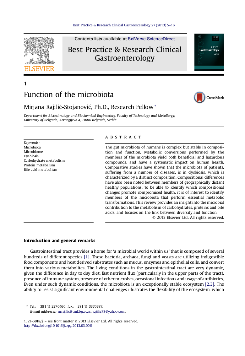 1Function of the microbiota